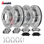 Set of 2 Front 275mm + 2 Rear 288mm Disc Rotors Pads for Toyota Avalon (2000–2004)