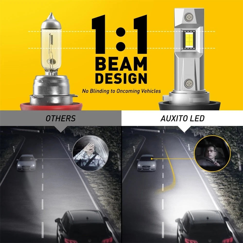 AUXITO H11 H8 H9 LED Headlight Kit Low Beam Bulbs 6000K ERROR FREE for