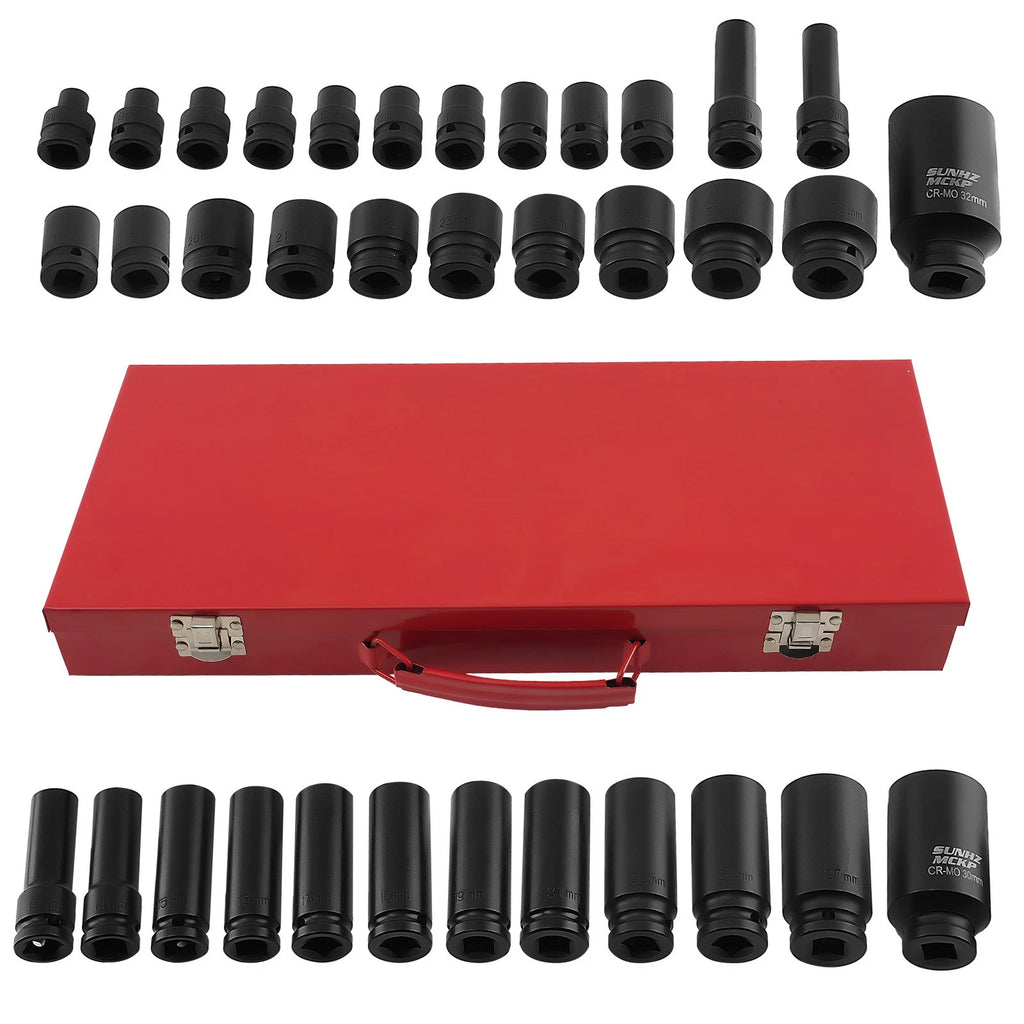 Set of 35 Deep Impact Sockets 1/2" Drive Metric 8-32mm