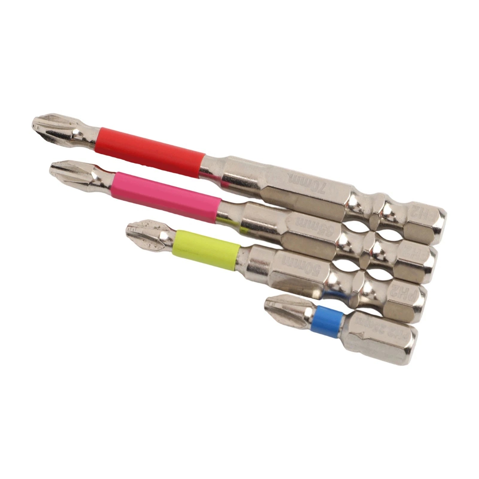 Set of 4 Magnetic PH2 Cross Screwdriver Bits for Electric Screwdrivers