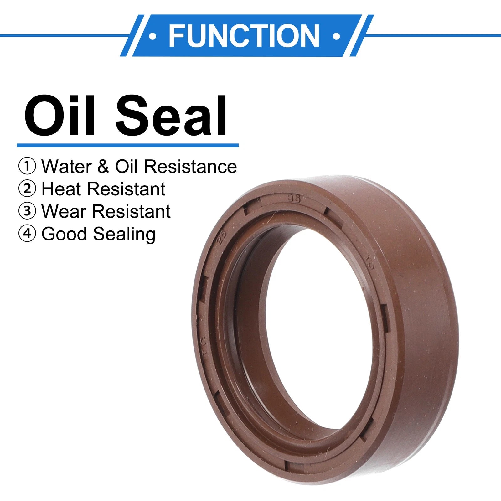 2X Oil Seal Rotary Shaft Seal FKM Rubber 25x35x10mm for Universal Applications