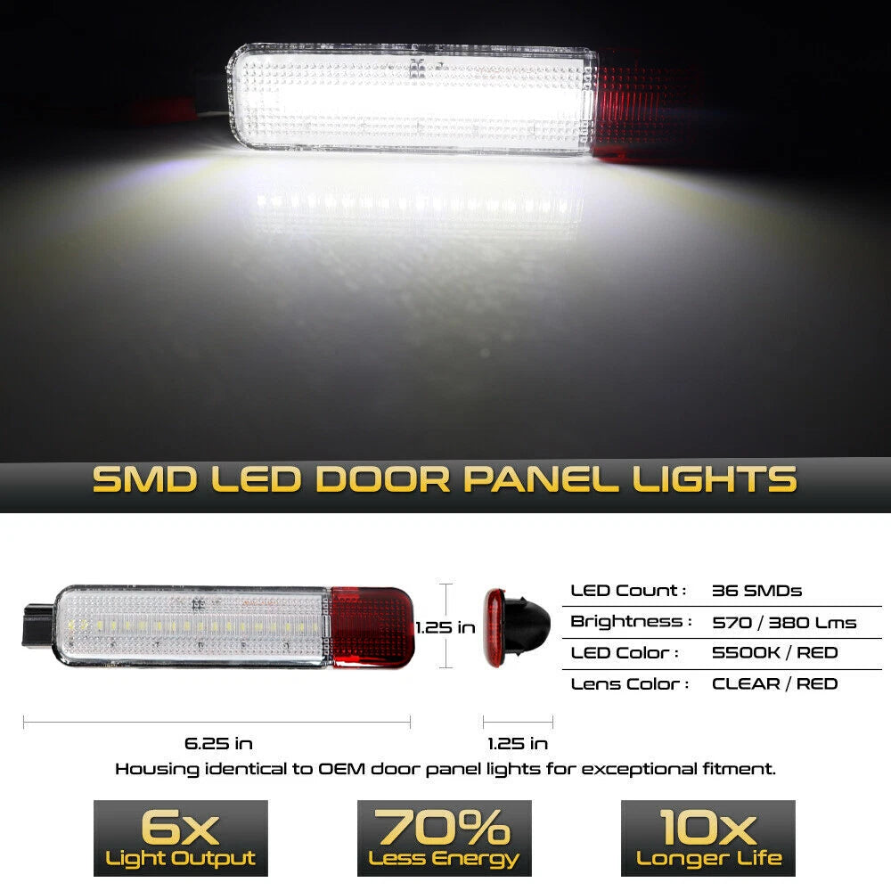 Set of 4 White LED Interior Door Step Panel Bulbs for Hummer H2 (2003–2009)