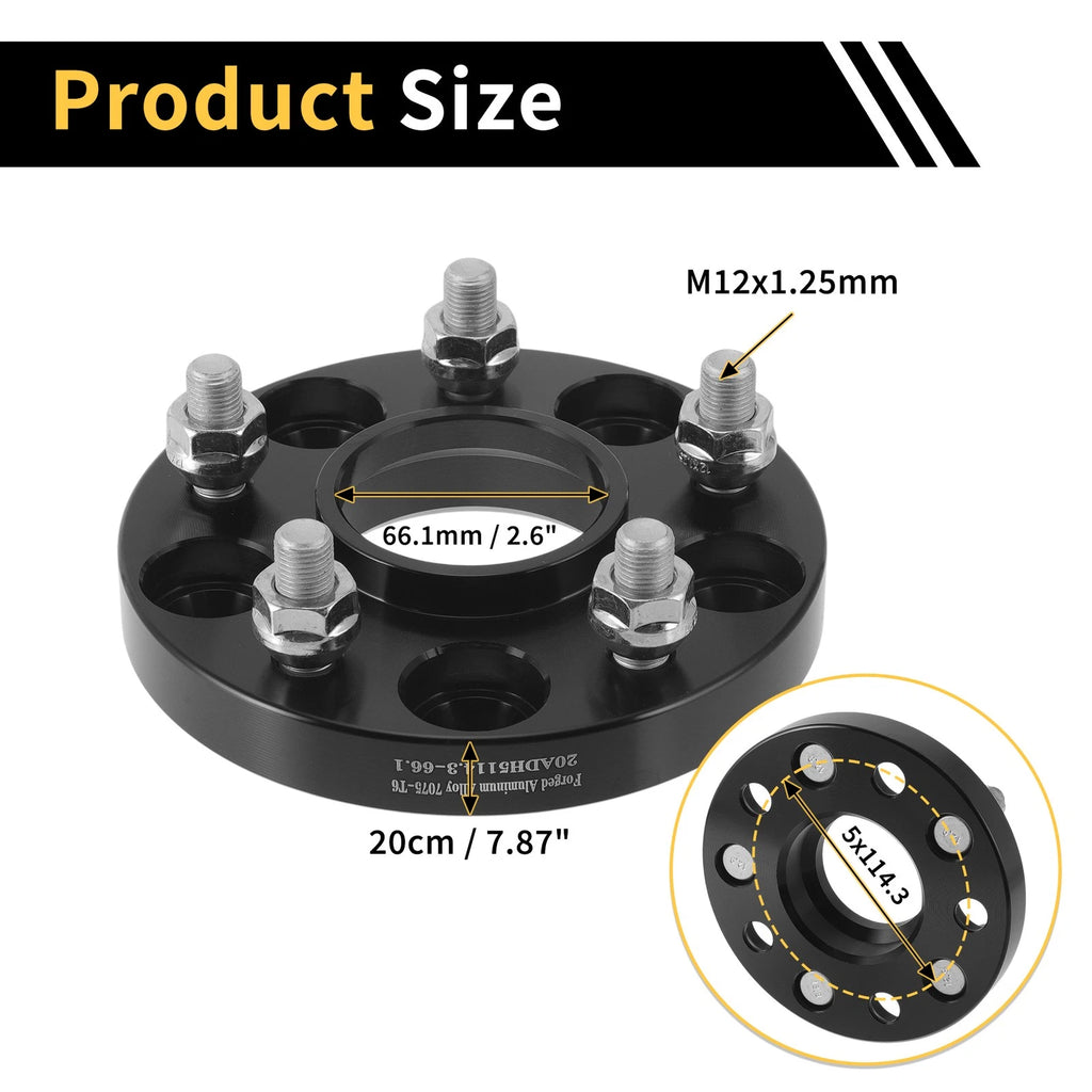 2X Wheel Spacer 5x114.3mm 66.1mm M12x1.25 for Nissan Altima 