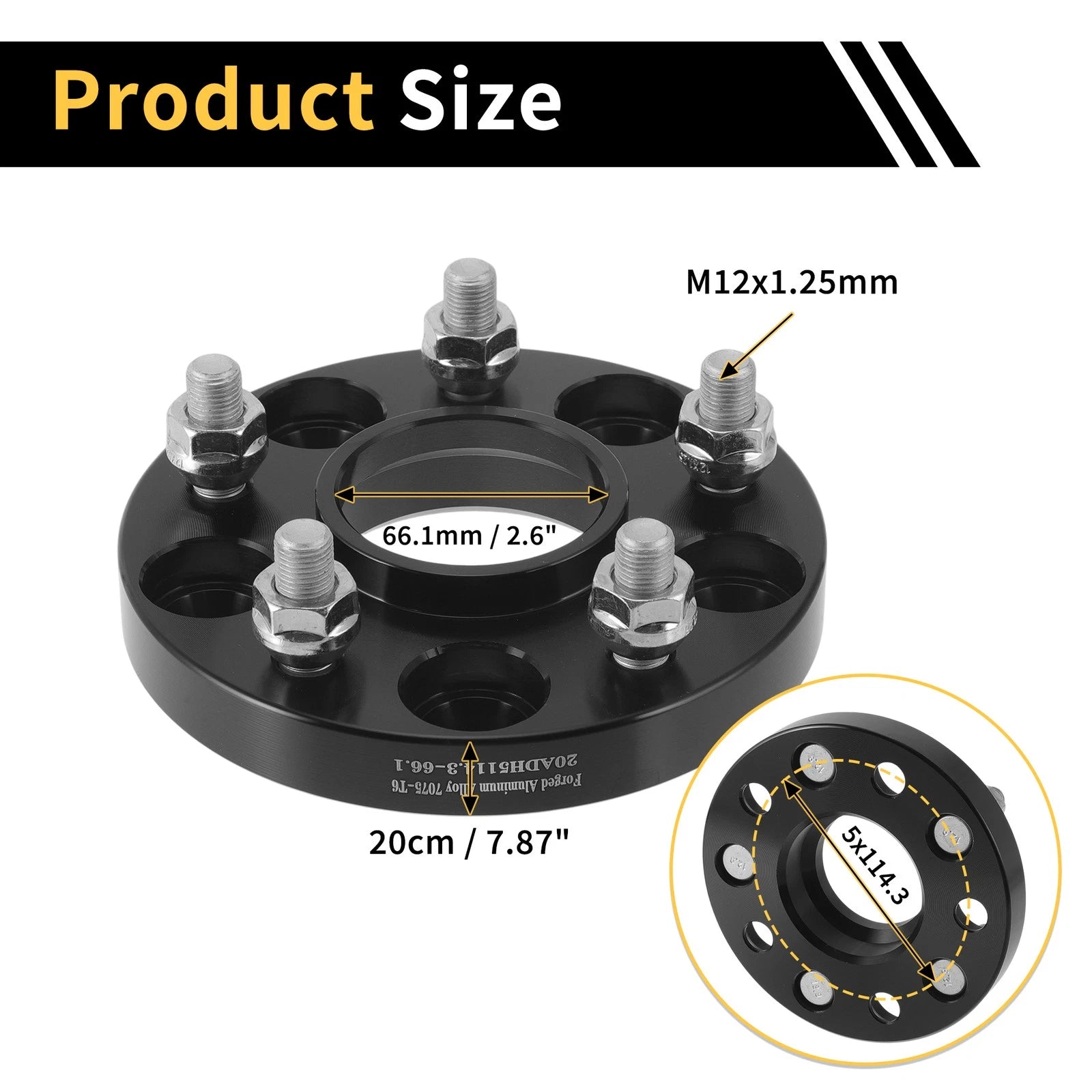 2X Wheel Spacer 5x114.3mm 66.1mm M12x1.25 for Nissan Altima 