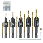 12 Piece Titanium Coated Drill Bit Set for Woodworking Countersink Tasks