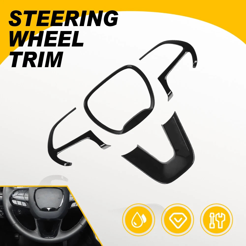 Black Steering Wheel Frame Trim for Dodge Charger/Challenger (2015–2023)