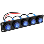 6 Gang LED Illuminated Switch Panel 12V Waterproof for Marine Boat RV