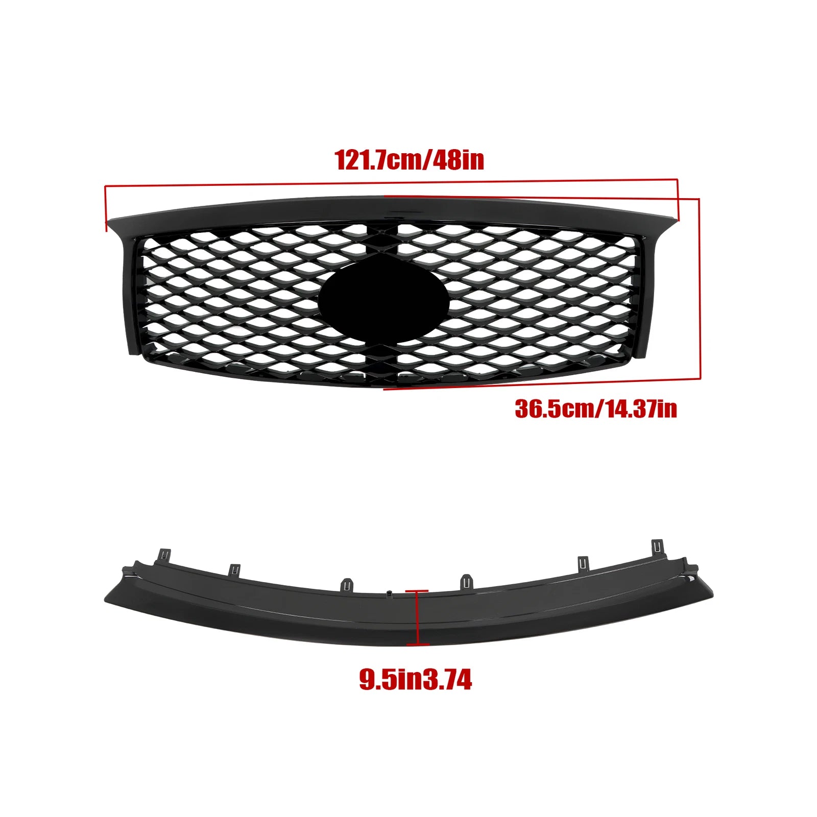 Gloss Black Front Upper Grille & Lower Bumper Trim for Infiniti QX80 (2015-2017)