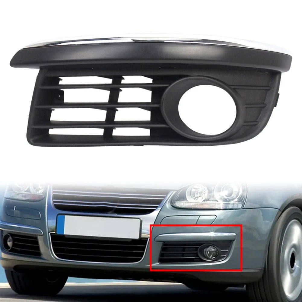 Left Front Bumper Fog Light Lamp Cover w/ Chrome Trim for VW Jetta (2006–2010)