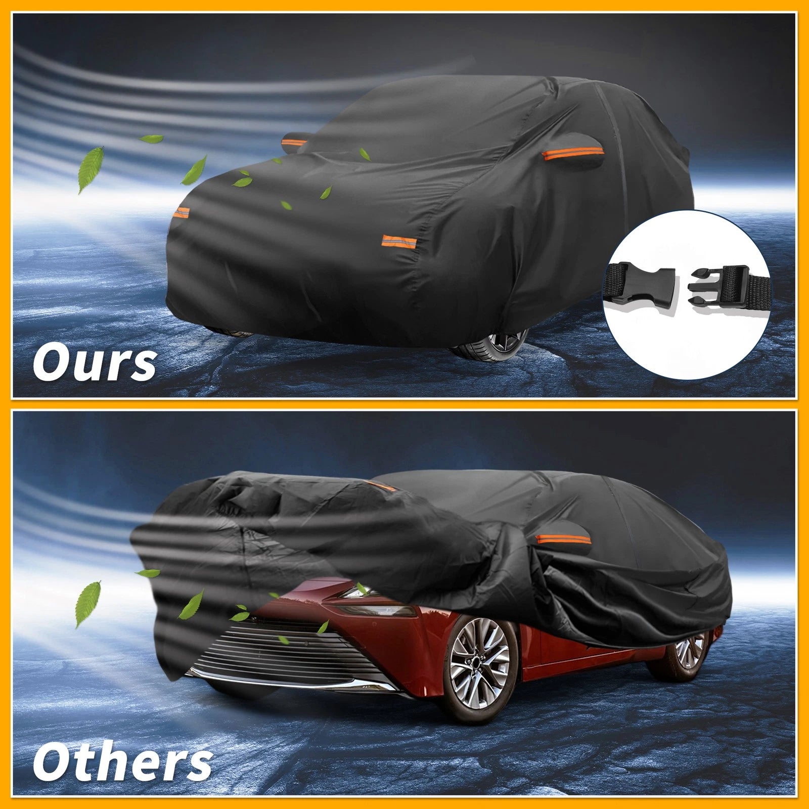 Waterproof Car Cover for Toyota Mirai Sedan (2016–2023) 190T-PU w/ Zipper