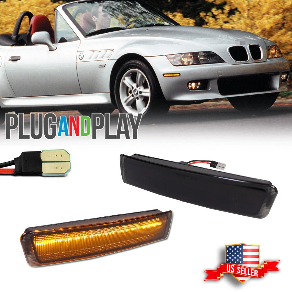 Smoked Amber LED Front Side Marker Lights for BMW Z3 M Coupe Roadster (1996–2002)