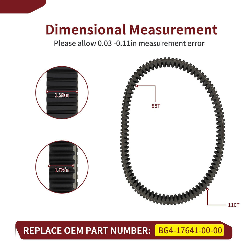 Clutch Drive Belt for Yamaha Wolverine X2 X4 850 (2018–2024) BG4-17641-00-00