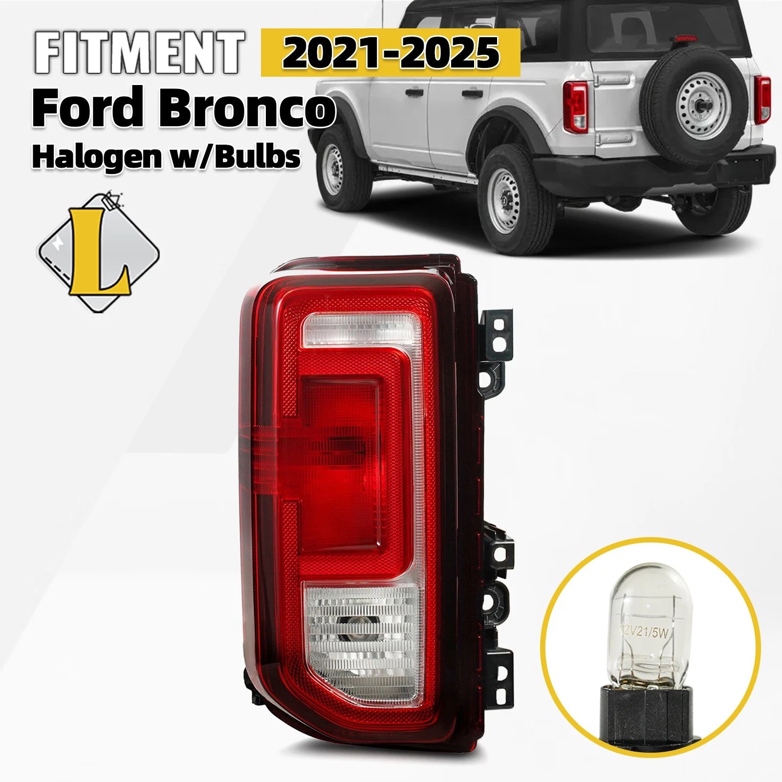 Halogen Tail Light Taillamp for Ford Bronco (2021–2025) Left Driver Side