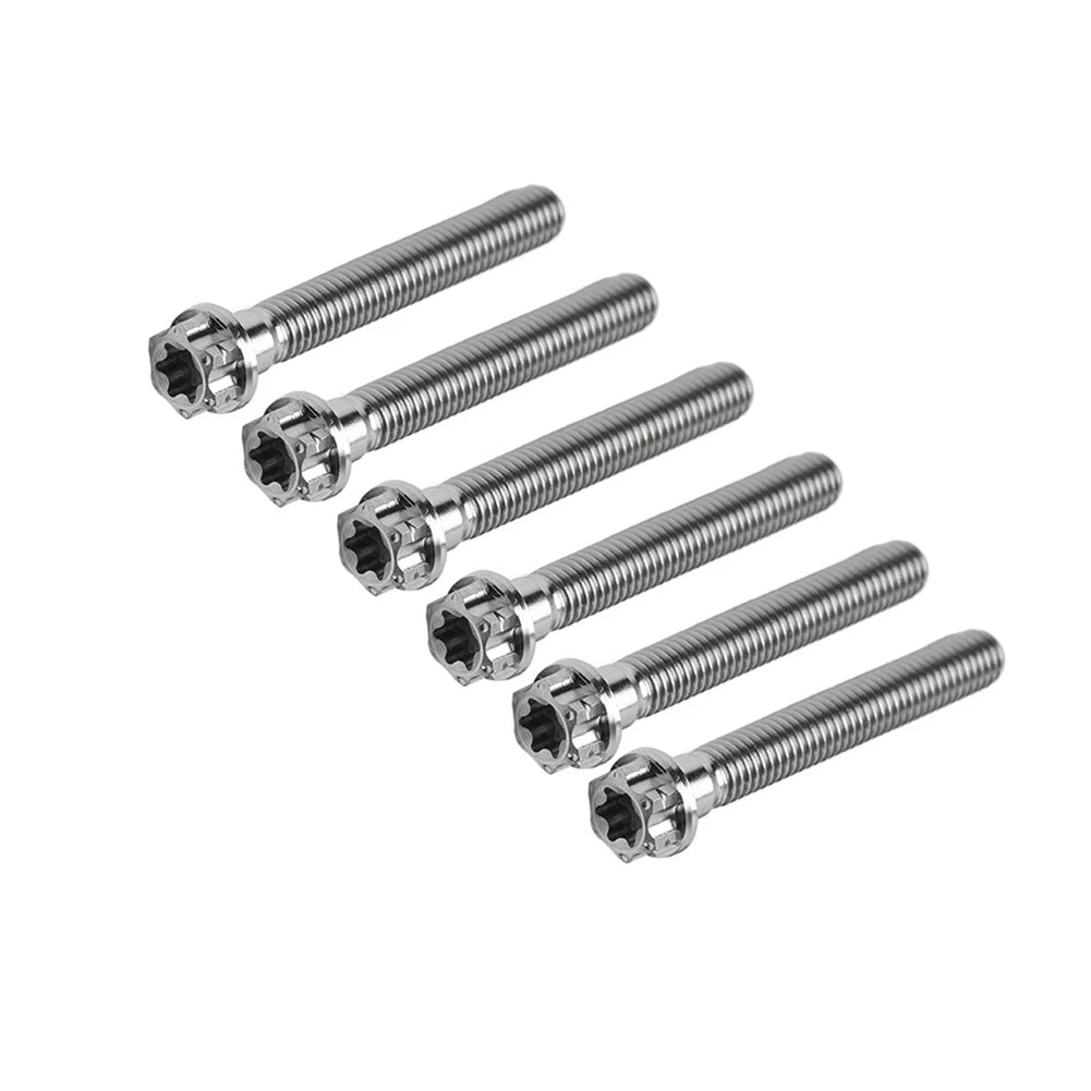 Set of 6 Titanium Torx Head Flange Screws M8x60mm for Motorcycle