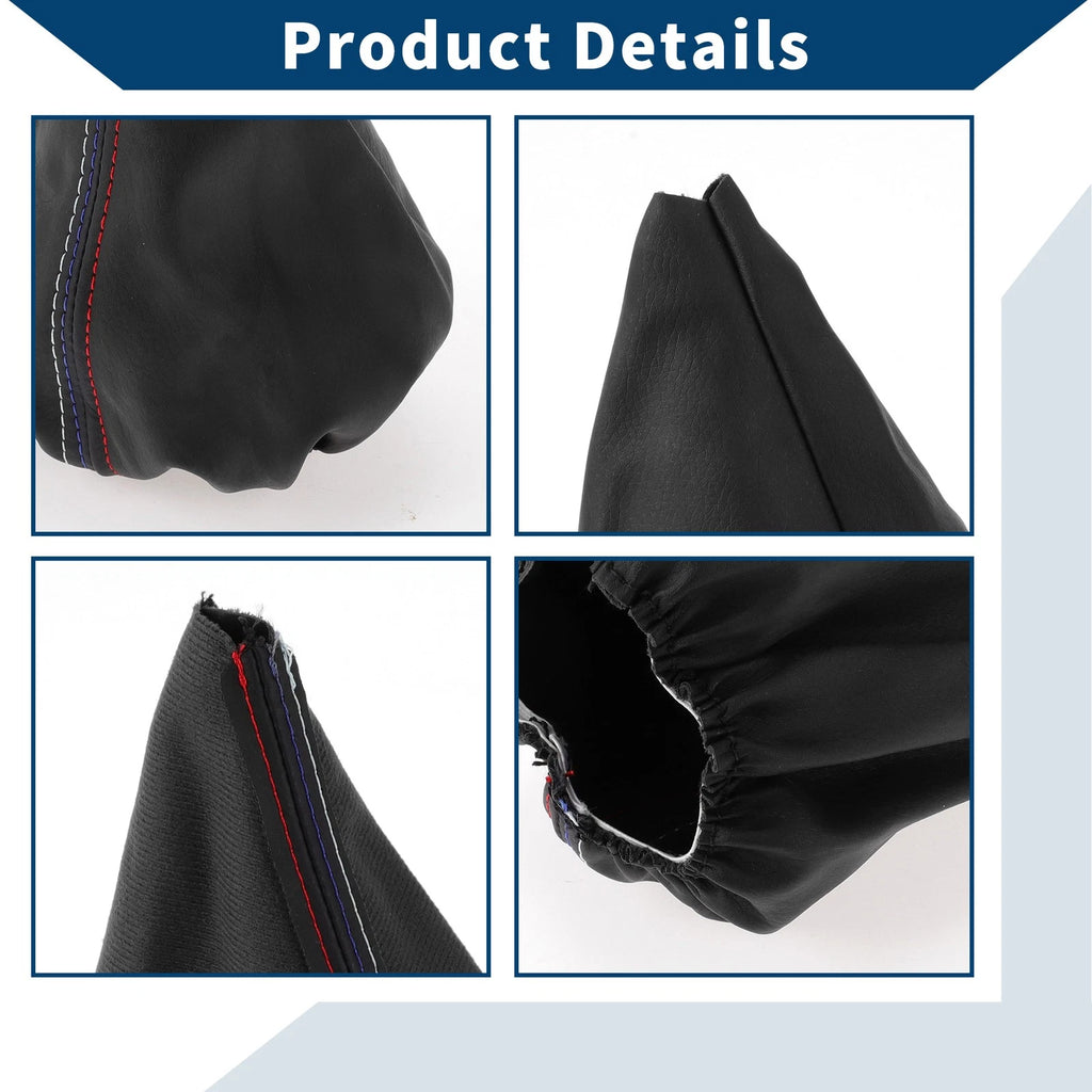 Gear Shift Stick Gaiter for BMW E30 (1982–1994) - Black Leather, 3 Color Lines