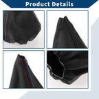 Gear Shift Stick Gaiter for BMW E30 (1982–1994) - Black Leather, 3 Color Lines