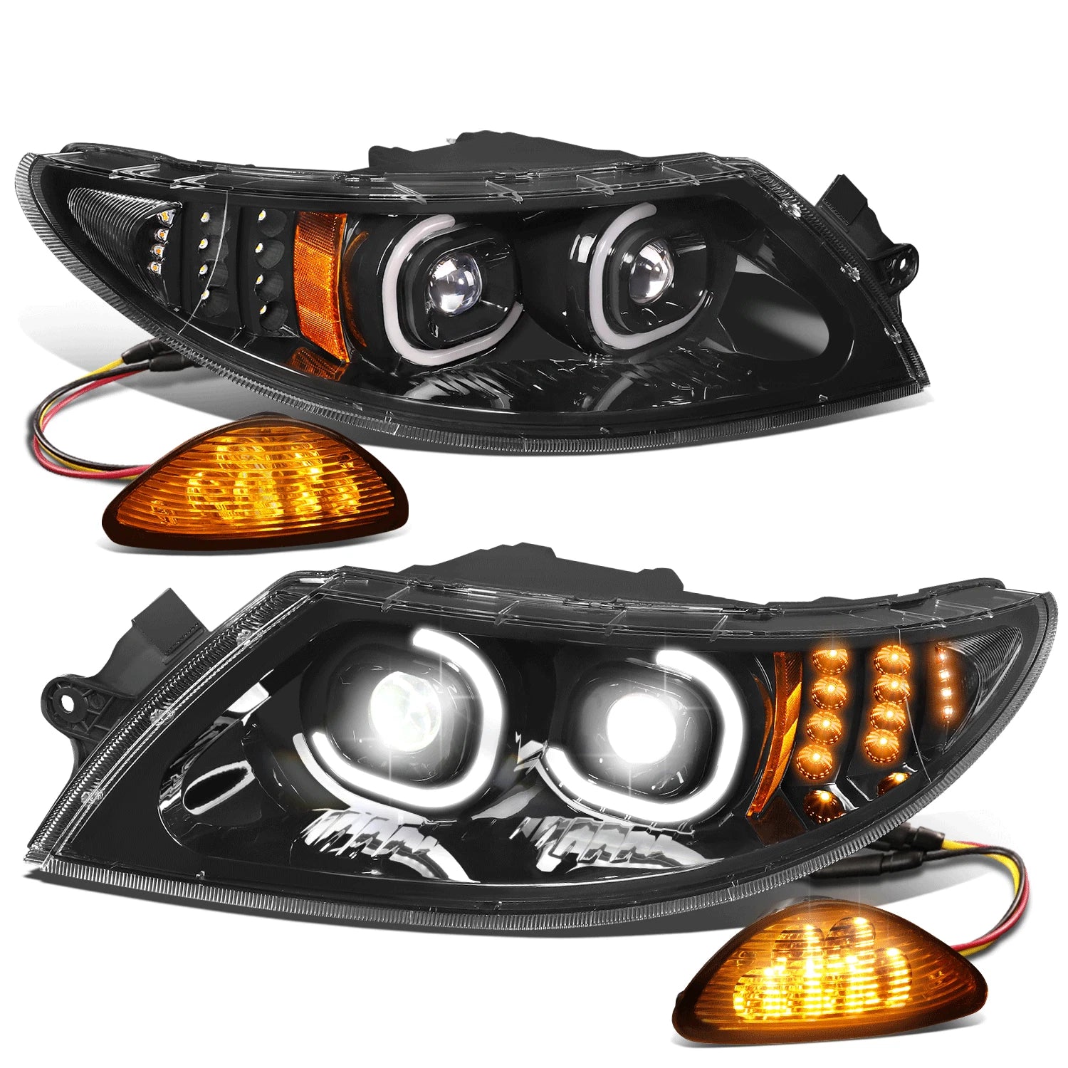 LED DRL Projector Headlights + Side Marker for International 4300 4400 8500 (2002–2016)