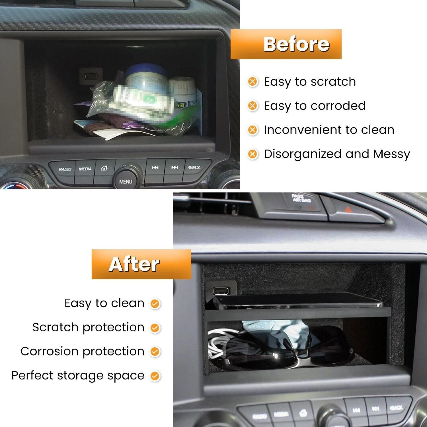 Dashboard Storage Bin Tray for Corvette C7 (2014–2019)