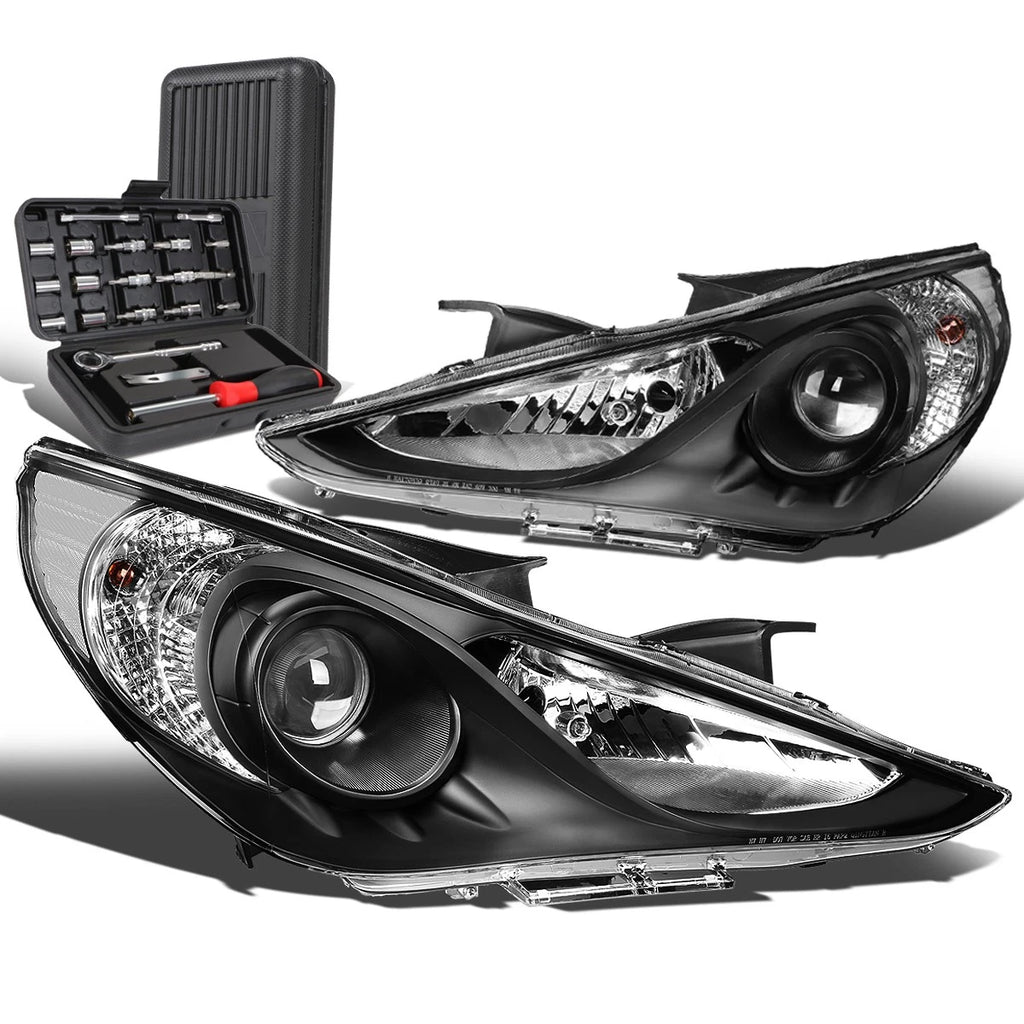 Pair of Black/Clear Signal Projector Headlights for Sonata (2011–2014)