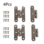 Set of 4 Antique Bronze H-type Hinges for Jewelry Chest Cabinet