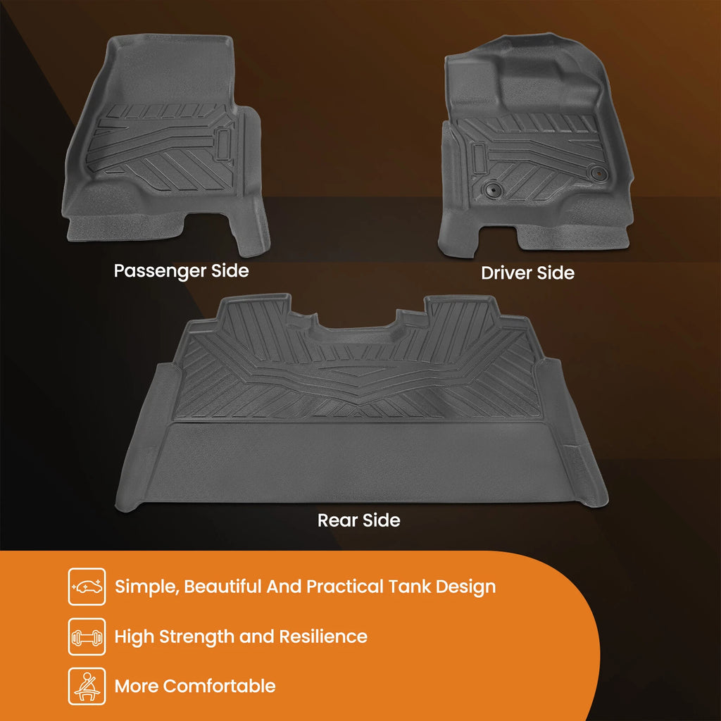 Set of 2 Waterproof Floor Mat Liners for Ford F-150 Super Crew Cab (2015–2025)