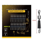 20pcs Swivel Snap Connectors for Carp Feeder Rig (Fishing)