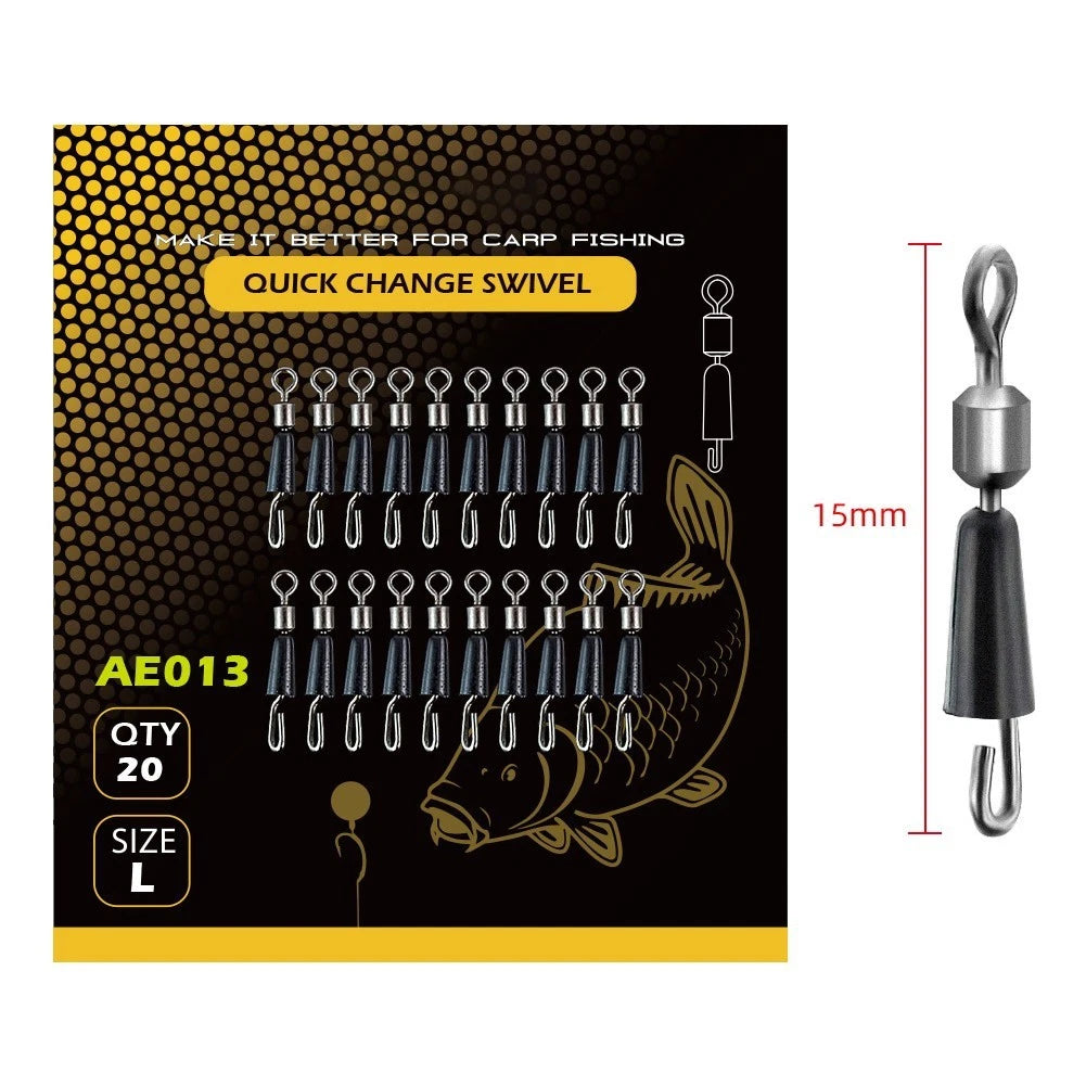 20pcs Swivel Snap Connectors for Carp Feeder Rig (Fishing)