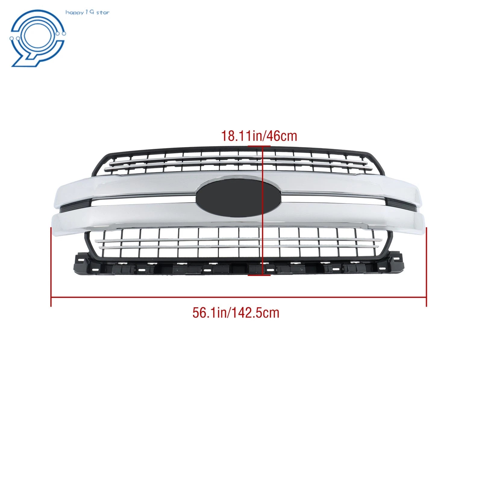 Lariat Style Front Bumper Grille for Ford F-150 (2018-2020) Chrome Trim