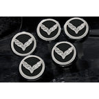 Chrome Cap Covers w/Orange C-Fiber Flag Inlay for 2014-19 Corvette Z06 Automatic