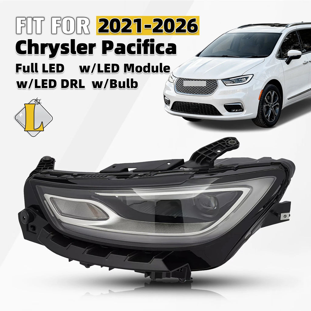 Full LED Projector Headlight w/DRL & Module for Chrysler Pacifica (2021–2026)