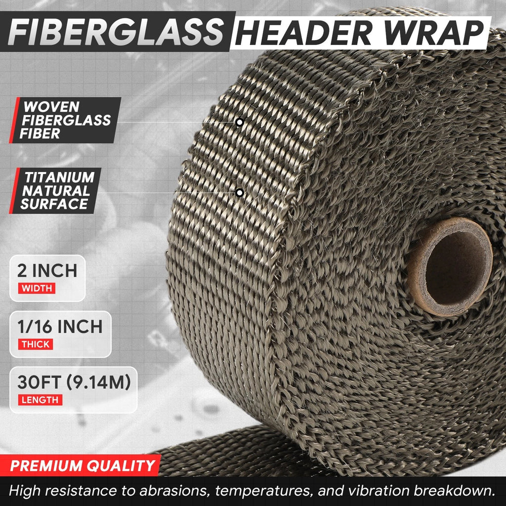 2" Wide Exhaust Header Wrap for Universal Applications (30Ft, 10PC Ties)