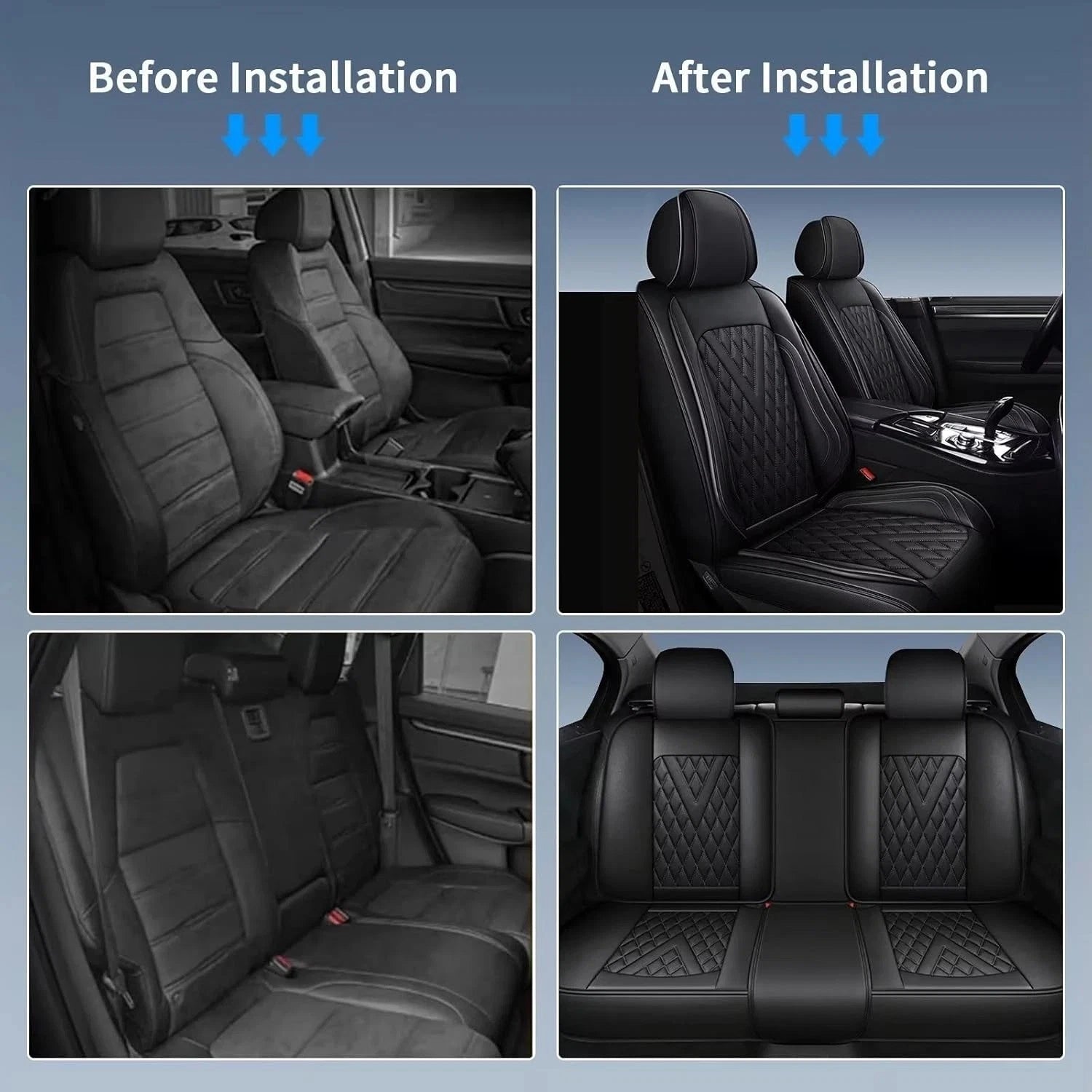 Faux Leather Seat Covers for Hyundai Honda (5 Seats) Waterproof