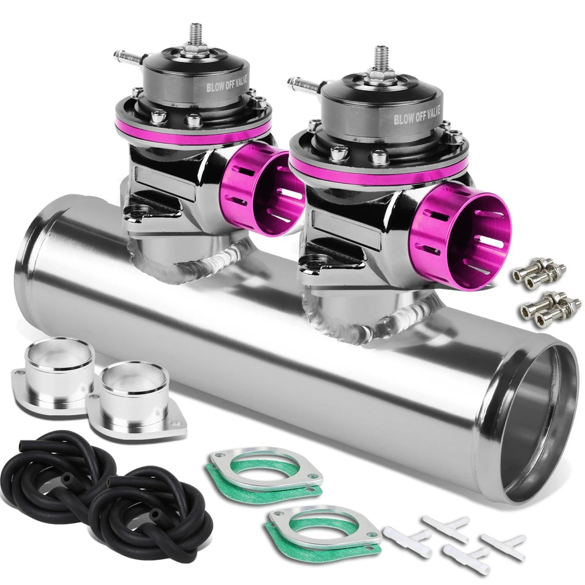 Universal Purple Type-FV 2-Bolt Blow Off Valve + 2.5" Dual Port Flange Adapter