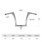 12'' Rise Ape Hanger Handlebar for Harley Dyna FLD (2012–2016) FXDB (2008–2017) FXLR (2018–2019)