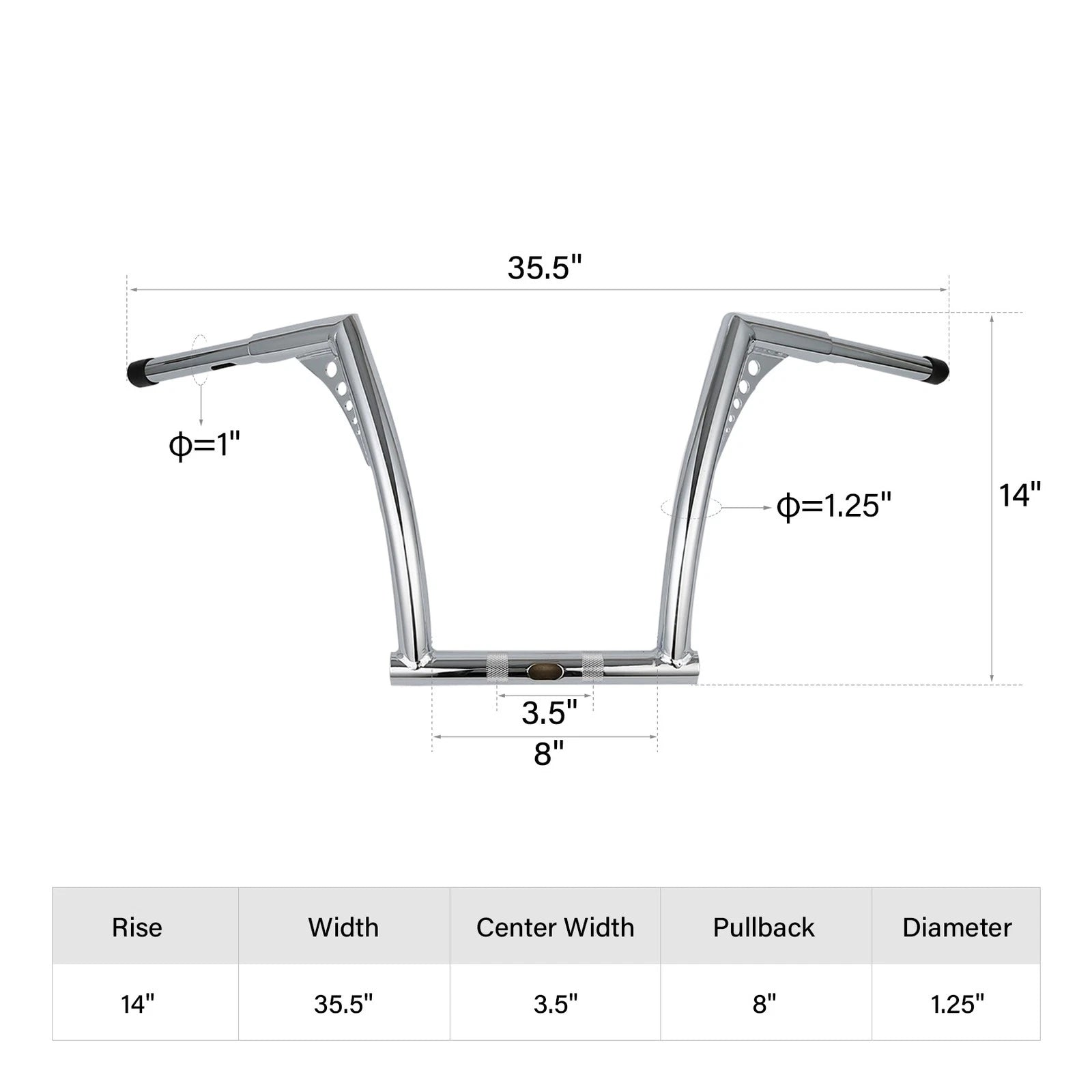 12'' Rise Ape Hanger Handlebar for Harley Dyna FLD (2012–2016) FXDB (2008–2017) FXLR (2018–2019)