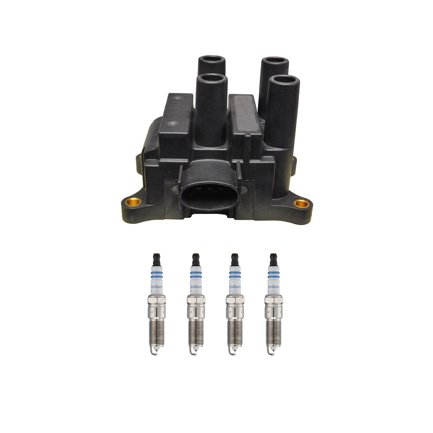Set of 4 Denso Ignition Coils & Bosch Iridium Spark Plugs for Contour, Escape, Focus (L4)