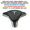 Driver Wheel Airbag for Tesla Model X (2016–2021) 1474858-S2-A Black Leather