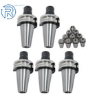Set of 5 BT40 ER16 Collet Chucks & 10 ER16 Collets for CNC Milling