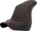 SADDLEMEN Step-Up Seat for Harley FXLR/FLSB (2018–2021) - Full Lattice Stitch, Red Stitch