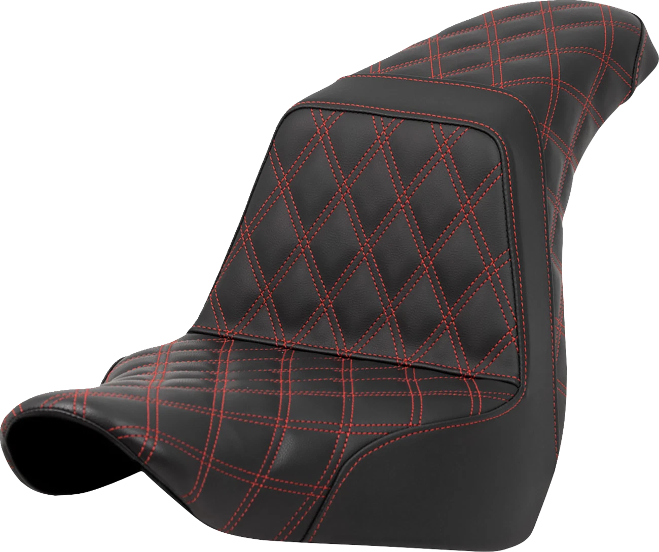 SADDLEMEN Step-Up Seat for Harley FXLR/FLSB (2018–2021) - Full Lattice Stitch, Red Stitch