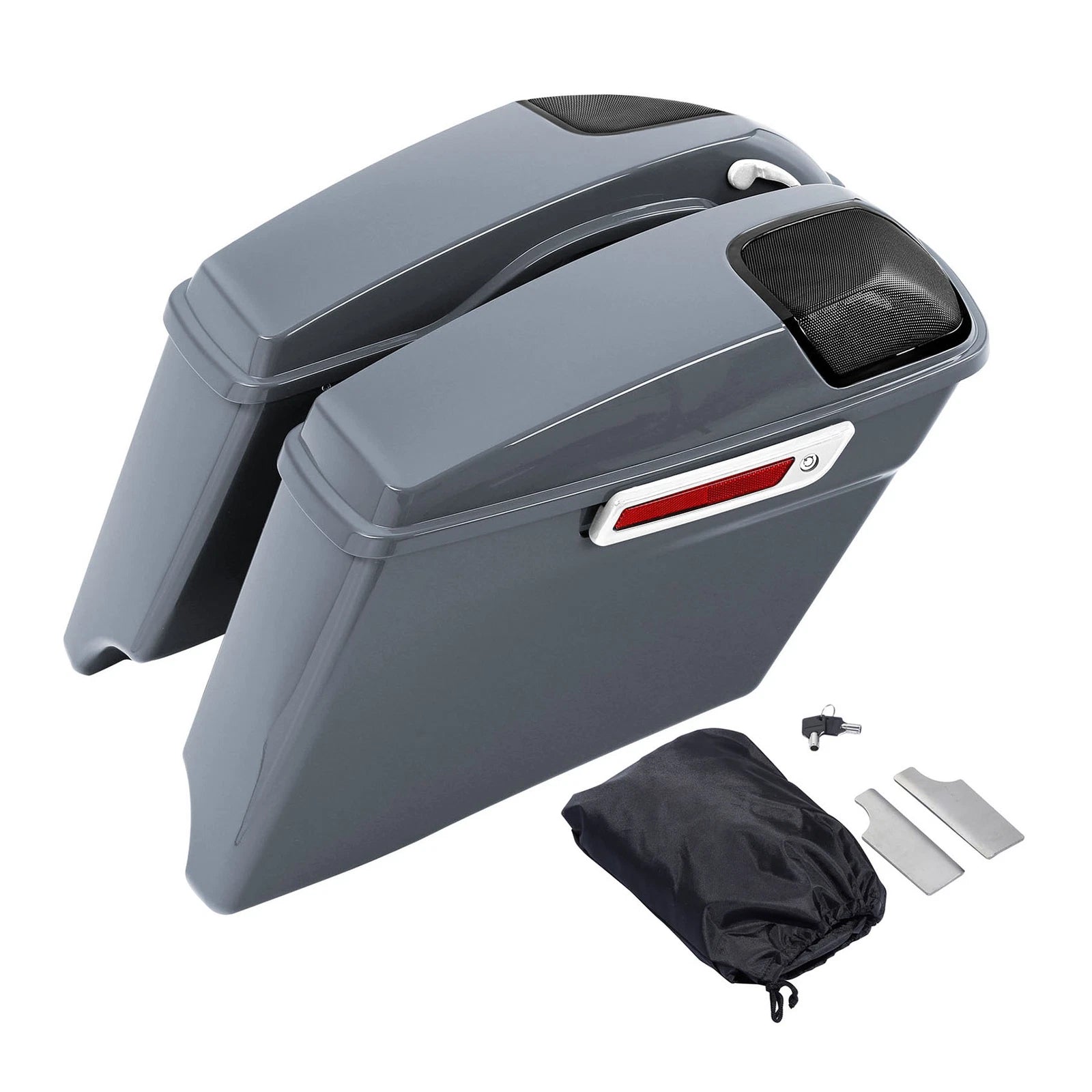 Hard Saddlebag Speaker Lids for Harley Touring (2014–2024) 5"x7" Gunship Gray