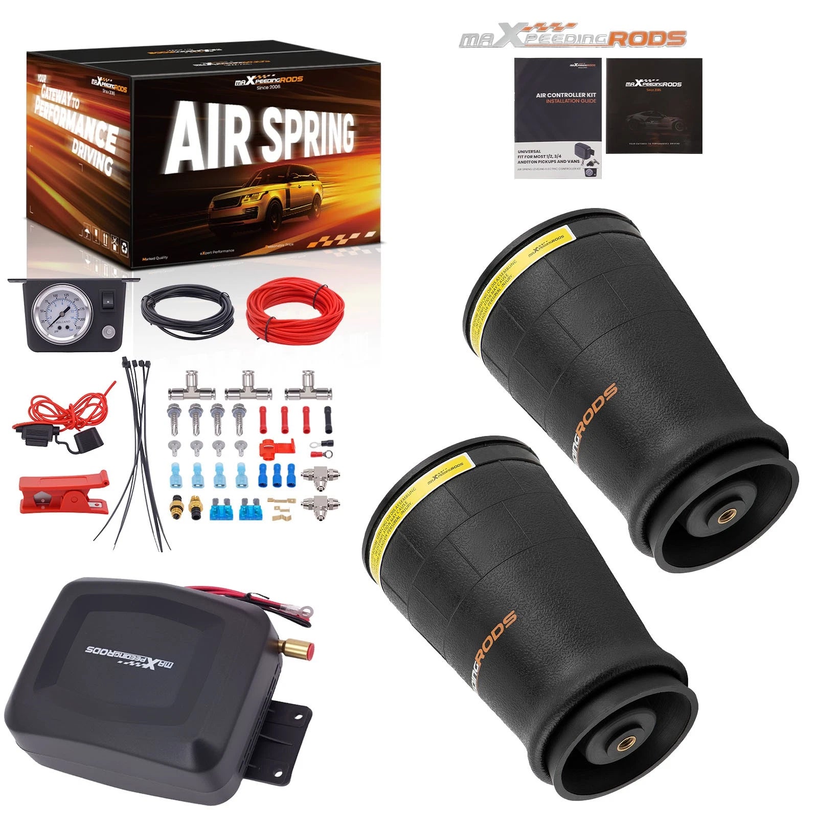 Pair Air Spring Bags + Air Compressor Kit for W21-760-9000 SK6815P01
