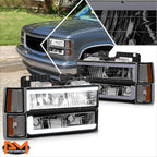 C-Shape LED DRL Headlights for GMC C/K Pickup Suburban Yukon (1994–2000)