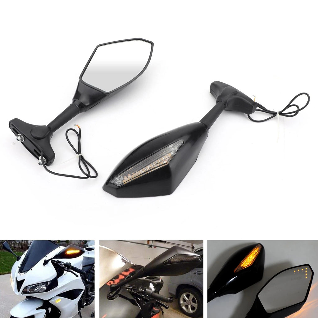 Pair LED Mirrors for Suzuki GSXR 600 750 1000 Hayabusa GSF SV Katana TL1000R