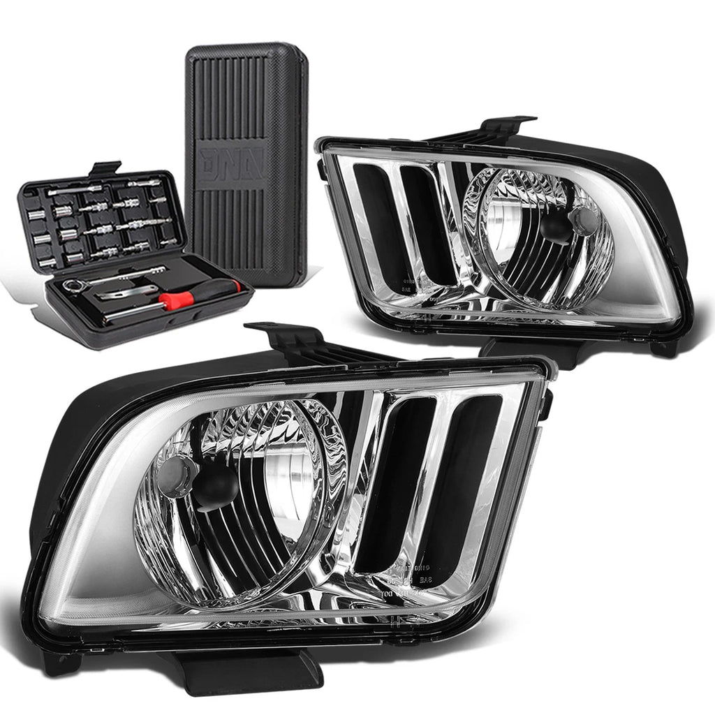 Pair Chrome/Clear Corner Headlights for Ford Mustang (2005–2009)
