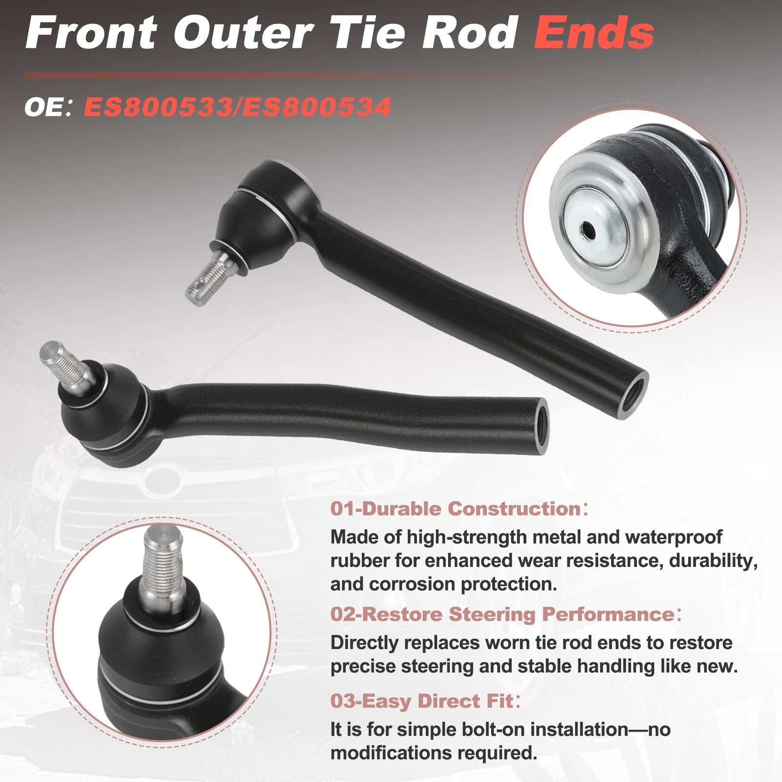 Front Outer Tie Rod End Linkages for Lexus RX350 RX450h (2007–2022)