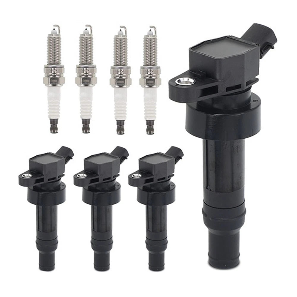 Ignition Coil + Spark Plug Set of 4 for Kia Carens Soul Sportage