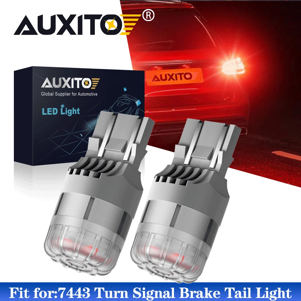 2X 7443 LED Bulbs for Brake Stop Light - Pure Red (7444, 7440, 7441, T20)