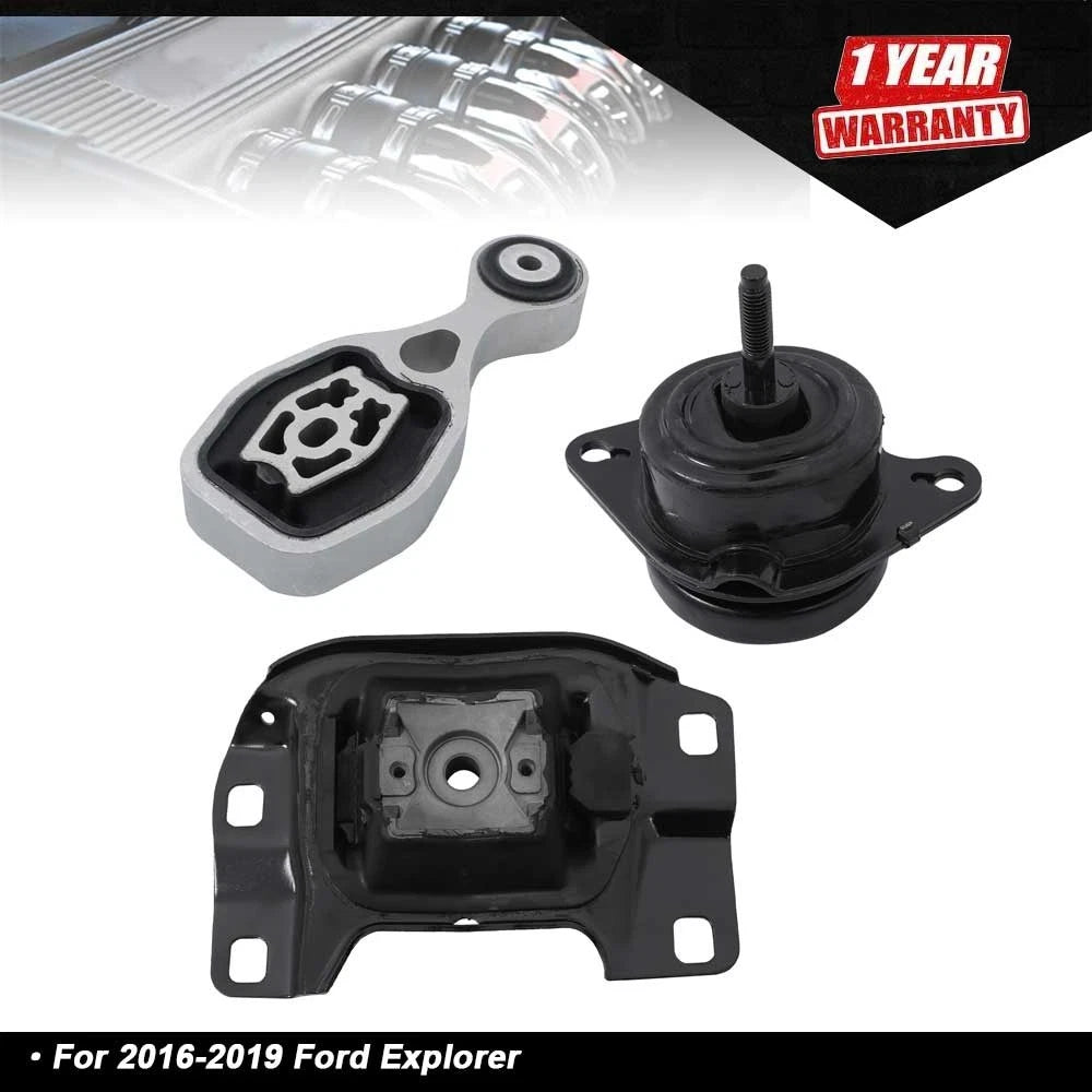 3X Motor & Torque Strut & Trans Mount Set for Ford Explorer (2016–2019)
