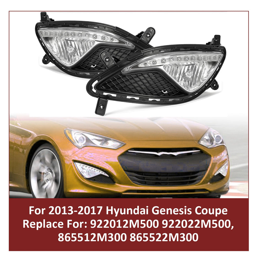 Set of 2 Clear Lens Fog Lights for Genesis Coupe (2013–2017)